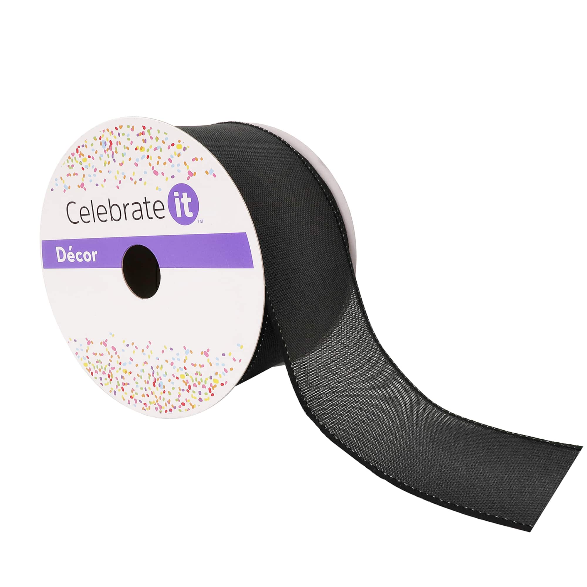 2.5" x 25ft. Faux Linen Wired Ribbon by Celebrate It